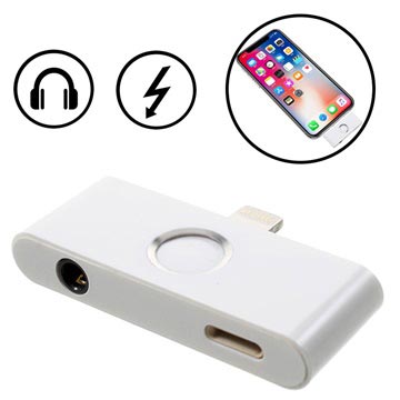 Adaptateur Audio Lightning & 3.5mm avec Touche Accueil pour iPhone X - Argenté