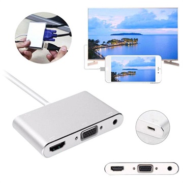 Adaptateur Lightning / HDMI, VGA, Audio, MicroUSB - iPhone, iPad