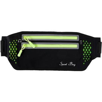 Sac de ceinture de course à pied léger avec bande réfléchissante et poches à fermeture éclair - 7.2" - Noir