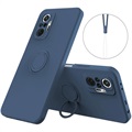 Coque Xiaomi Redmi Note 10 Pro Liquid Silicone avec Support Bague - Bleue