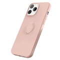 Coque iPhone 13 Pro Max Liquid Silicone avec Support Bague - Rose