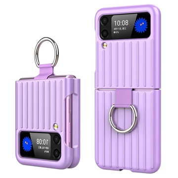 Coque Samsung Galaxy Z Flip3 5G avec Anneau Luggage Series - Violete