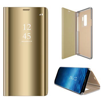 Étui à Rabat Luxury Mirror View pour Samsung Galaxy S9+ - Doré