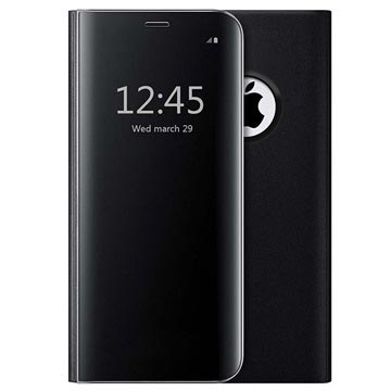 Étui à Rabat Luxury Mirror View pour iPhone 7/8/SE (2020)/SE (2022) - Noir