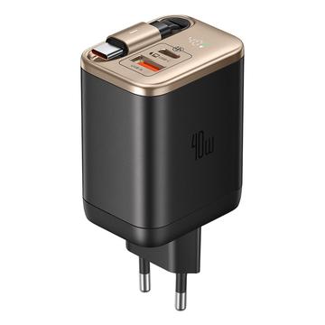 Mcdodo CH-4281 Chargeur rapide 40W GaN avec câble USB-C rétractable de 65cm et ports USB-C, USB-A - Or du désert
