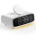 MOMAX Q.CLOCK5 Haut-parleur Bluetooth multifonctionnel rechargeable Réveil numérique à LED Chargement sans fil du téléphone - Blanc