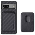 Coque Magnétique Google Pixel 7 avec Porte-Cartes - Fibre de Carbone