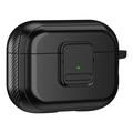 Étui magnétique pour Apple AirPods Pro, housse TPU pour écouteurs Bluetooth avec mousqueton - Noir