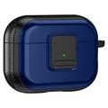 Coque magnétique pour Apple AirPods Pro , Coque pour écouteurs Bluetooth avec mousqueton - Noir+Bleu