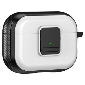 Coque magnétique pour Apple AirPods Pro , Coque pour écouteurs Bluetooth avec mousqueton - Noir+Blanc