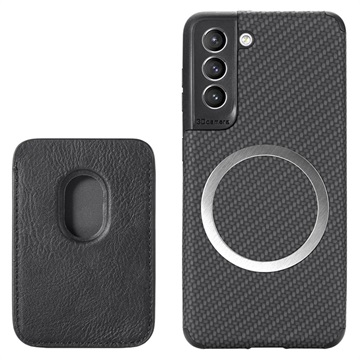 Coque Samsung Galaxy S21 FE 5G avec Porte-Cartes - Fibre de Carbone - Noire