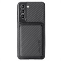 Coque Samsung Galaxy S21 FE 5G avec Porte-Cartes - Fibre de Carbone - Noire