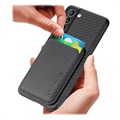 Coque Samsung Galaxy S21 FE 5G avec Porte-Cartes - Fibre de Carbone - Noire