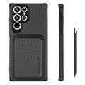 Coque Samsung Galaxy S22 Ultra 5G avec Porte-Cartes - Fibre de Carbone - Noire