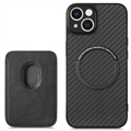 Coque iPhone 14 avec Porte-Cartes - Fibre de Carbone - Noire