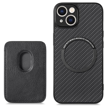 Coque iPhone 14 avec Porte-Cartes - Fibre de Carbone