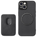 Coque iPhone 15 avec Porte-Cartes - Fibre de Carbone - Noire