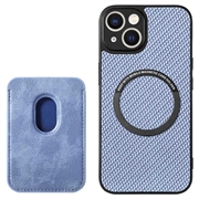 Coque iPhone 15 Plus avec Porte-Cartes - Fibre de Carbone