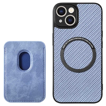 Coque iPhone 15 Plus avec Porte-Cartes - Fibre de Carbone