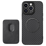 Coque iPhone 15 Pro avec Porte-Cartes - Fibre de Carbone