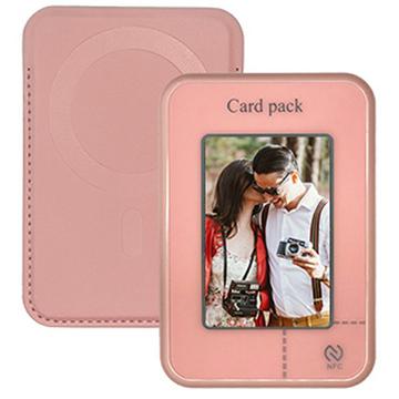 Porte-cartes / Porte-monnaie magnétique à encre électronique avec projection de l\'écran NFC - Rose