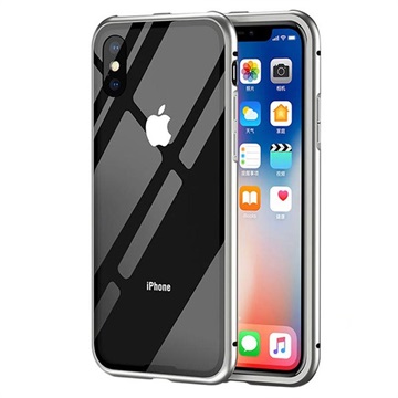 Coque Magnétique iPhone X avec Dos en Verre Trempé - Grise