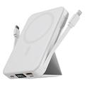 Banque d'alimentation sans fil magnétique avec câbles USB-C et Lightning - 10000mAh/15W - Blanc