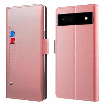 Étui Portefeuille iPhone 13 avec Miroir de Maquillage - Rose Doré