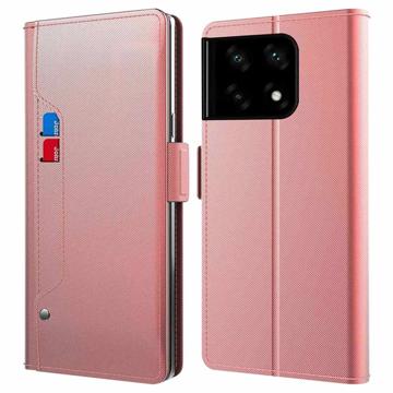 Étui Portefeuille iPhone 13 avec Miroir de Maquillage - Rose Doré