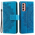 Étui Portefeuille Samsung Galaxy A14/A14 5G Mandala Série - Bleu