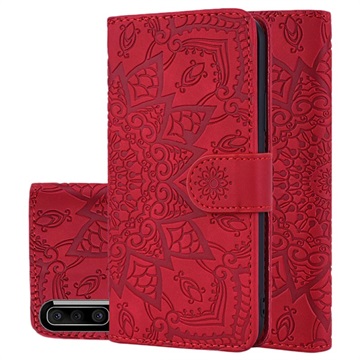 Étui Portefeuille Samsung Galaxy A50 Mandala Série - Rouge