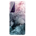 Coque Samsung Galaxy S21 FE 5G en TPU Marble Pattern Galvanisé IMD - Gris / Rose