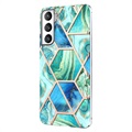 Coque Samsung Galaxy S21 FE 5G en TPU Marble Pattern Galvanisé IMD - Verte