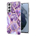 Coque Samsung Galaxy S21 FE 5G en TPU Marble Pattern Galvanisé IMD - Violete