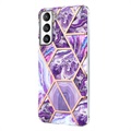 Coque Samsung Galaxy S21 FE 5G en TPU Marble Pattern Galvanisé IMD - Violete