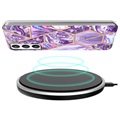 Coque Samsung Galaxy S21 FE 5G en TPU Marble Pattern Galvanisé IMD - Violete