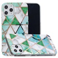 Coque TPU Marble Pattern Galvanisé IMD pour iPhone 12 Pro Max - Blanc / Cyan