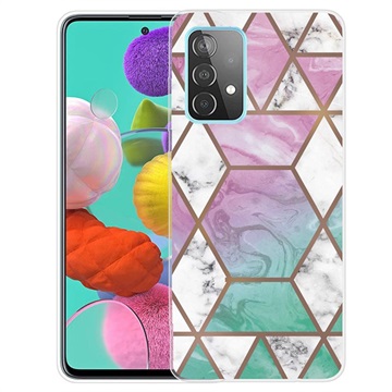 Coque en TPU Samsung Galaxy A32 (4G) Marble Pattern - Rose / Cyan