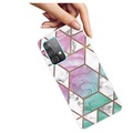 Coque en TPU Samsung Galaxy A32 (4G) Marble Pattern - Rose / Cyan