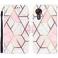 Étui Portefeuille Samsung Galaxy Xcover 5 Marble Pattern - Rose / Blanc