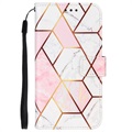 Étui Portefeuille Samsung Galaxy Xcover 5 Marble Pattern - Rose / Blanc