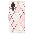 Étui Portefeuille Samsung Galaxy Xcover 5 Marble Pattern - Rose / Blanc