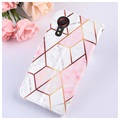 Étui Portefeuille Samsung Galaxy Xcover 5 Marble Pattern - Rose / Blanc