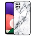 Coque Samsung Galaxy A22 4G en Verre Trempé Série Marble - Blanche