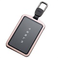 Tesla Key Card Metal Holder with Carabiner - Rose Gold