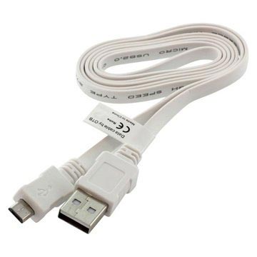 Câble de Données Plat MicroUSB - Blanc - 0.95m