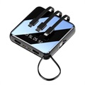 Mini Batterie Externe 10000mAh - 2x USB, Lightning, USB-C, MicroUSB - Noir