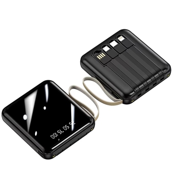Mini Batterie Externe 20000mAh - 2x USB, Lightning, USB-C, MicroUSB - Noir