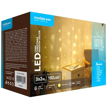 Modee C3002 Rideau LED de Noël - 3x2m - Blanc chaud