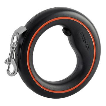 Laisse rétractable Moestar 2nd Gen Air 2023 UFO avec poignée en forme d\'anneau - 3m - Noir / Orange